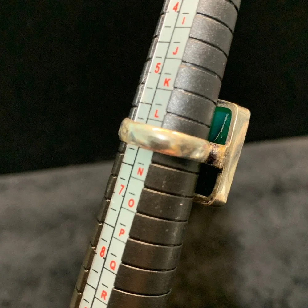 Vintage Artisan Sterling Silver Aqua Green Stone Statement Ring 925 Size 6